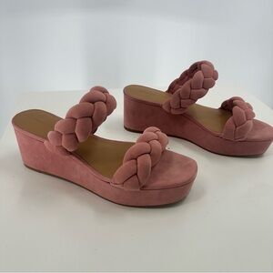 Rebecca Minkoff Imani braided suede platform slide sandals pink size 9.5